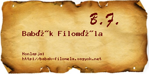 Babák Filoméla névjegykártya